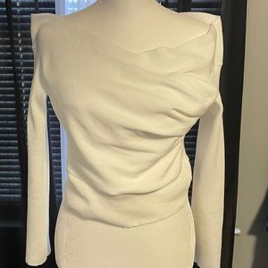New Fashion Nova White Off the Shoulder Cropped Sweater. Size Large.